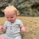 baby romper black striped lifestyle