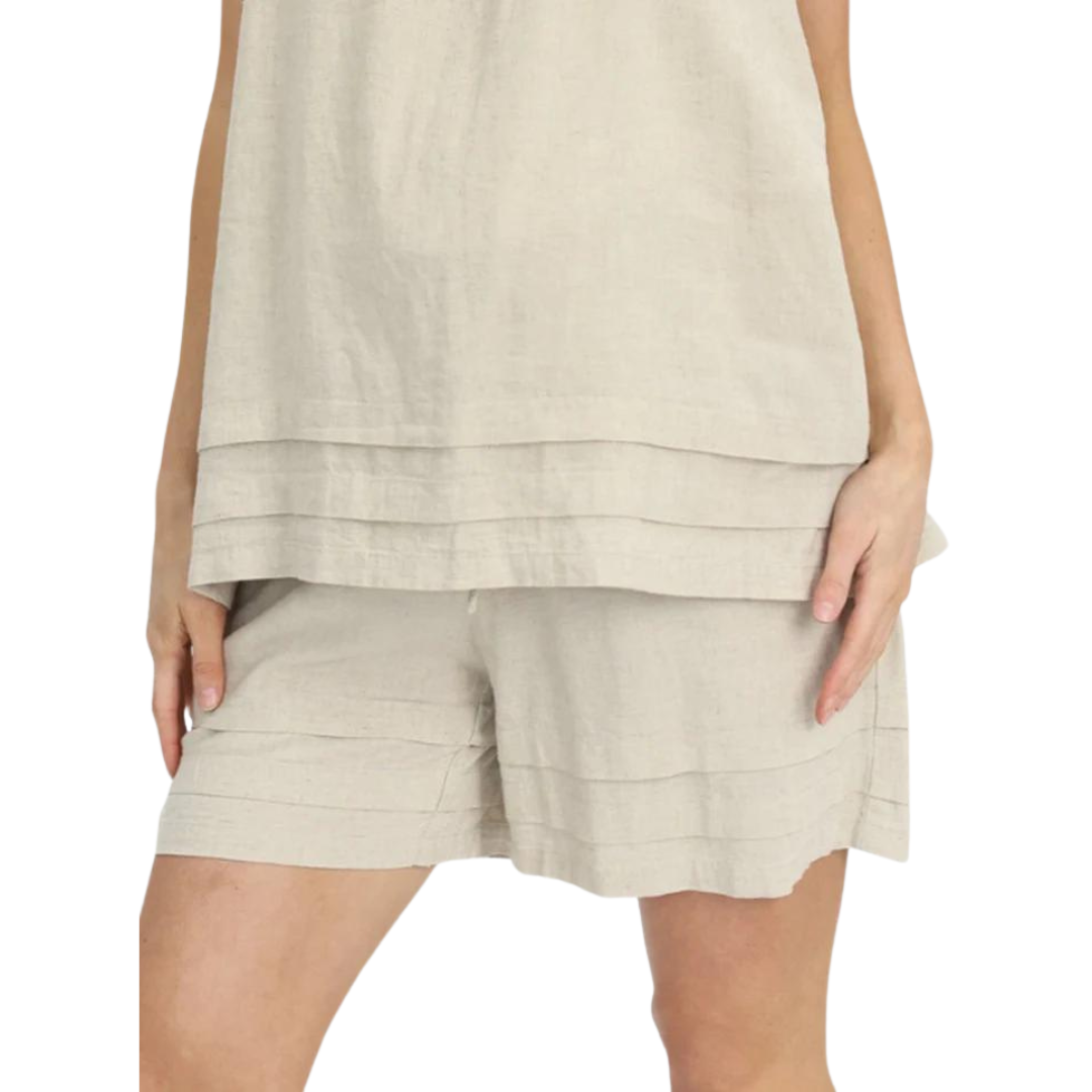 beige maternity shorts