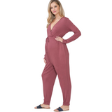 Maternity jumpsuit mauve side