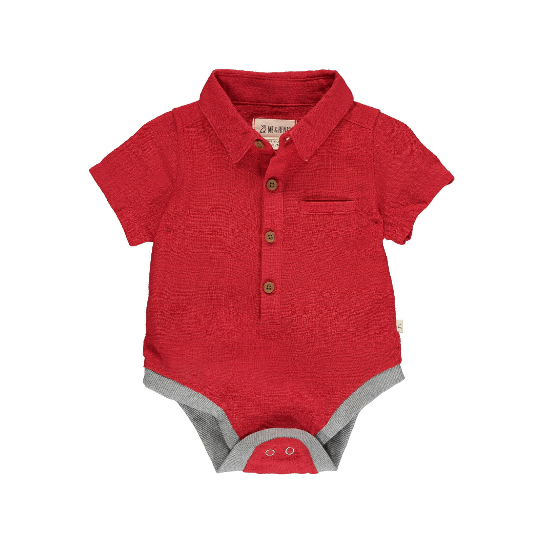 Baby Short Sleeve Polo Onesie by Me Henry Love Grows Boutique