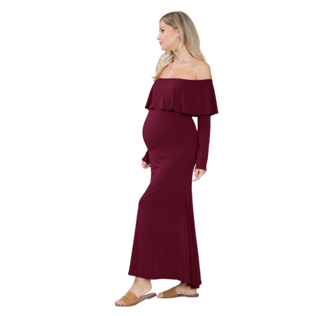 Maternity maxi dress - wine