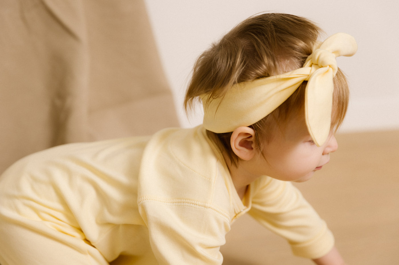 Baby Hair Ribbon - Light Yellow Lifestyle