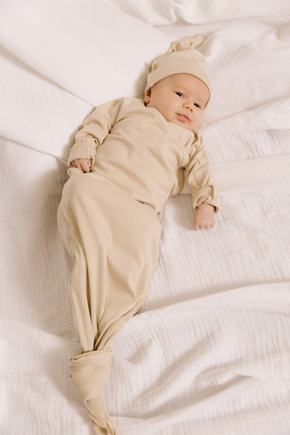 Baby Kimono Gown - Taupe Lifestyle