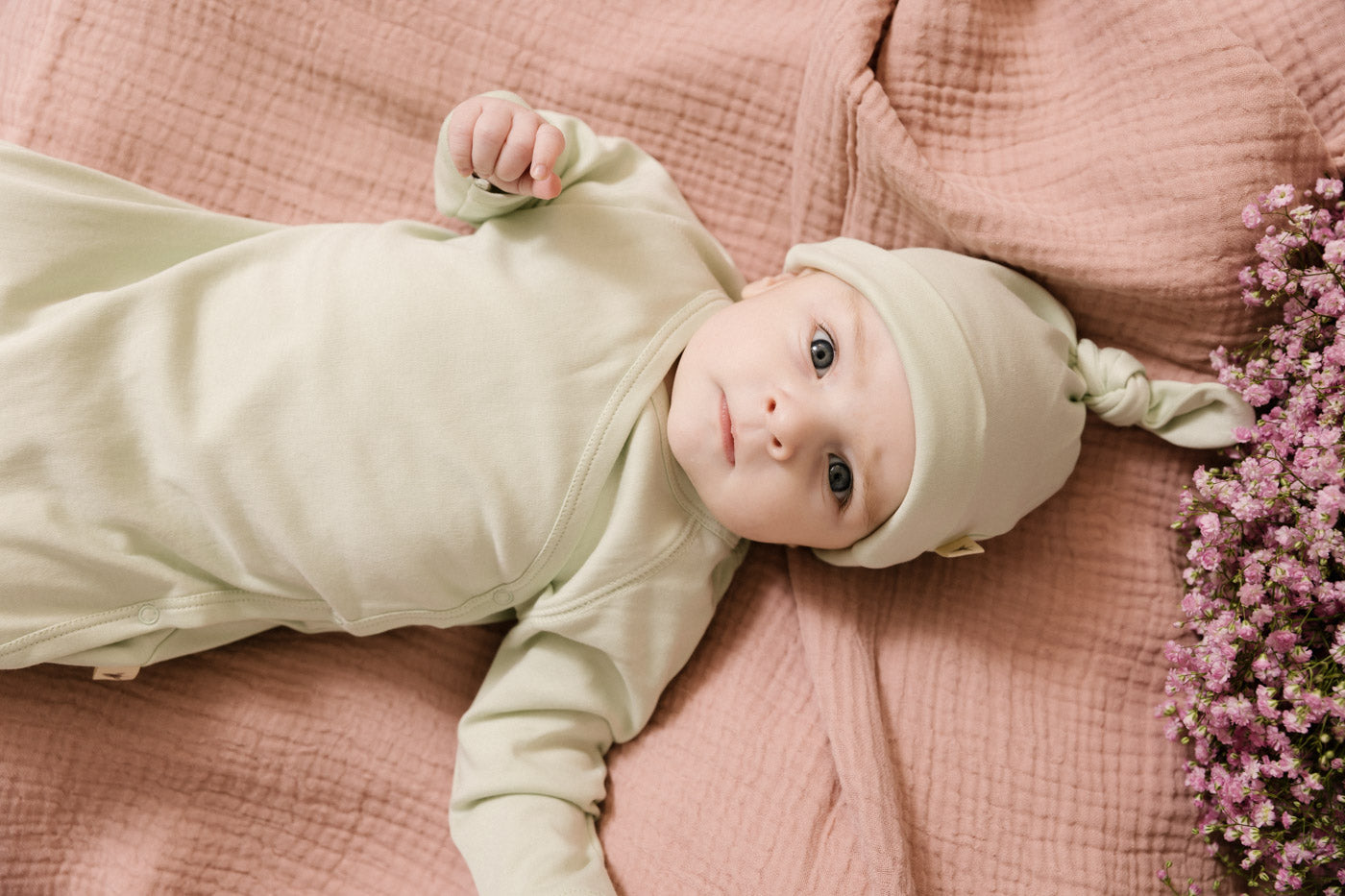 Baby Kimono Gown - Pistachio Lifestyle