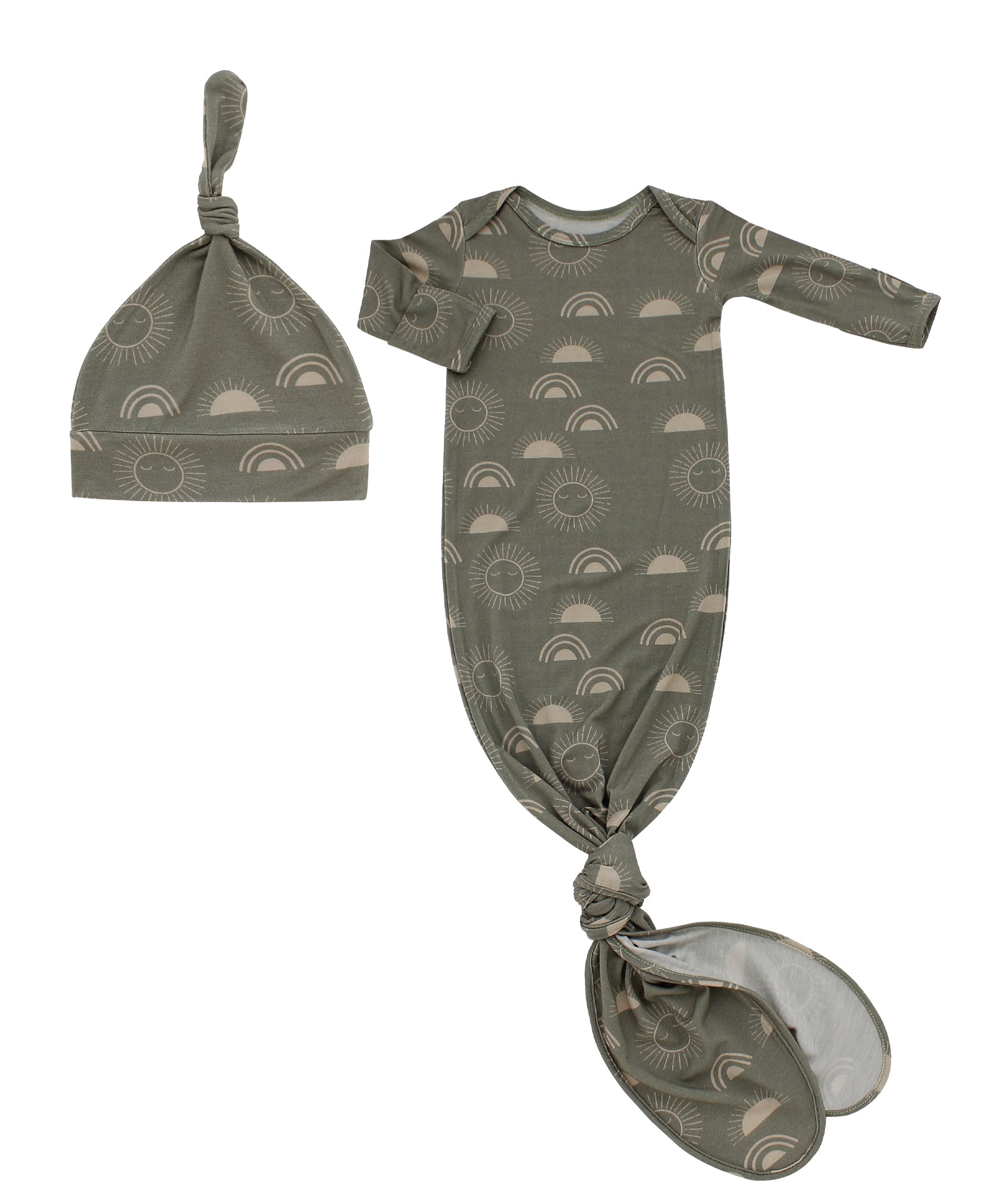 Bamboo Gown and Hat Newborn Gift Set- Celestial Sun