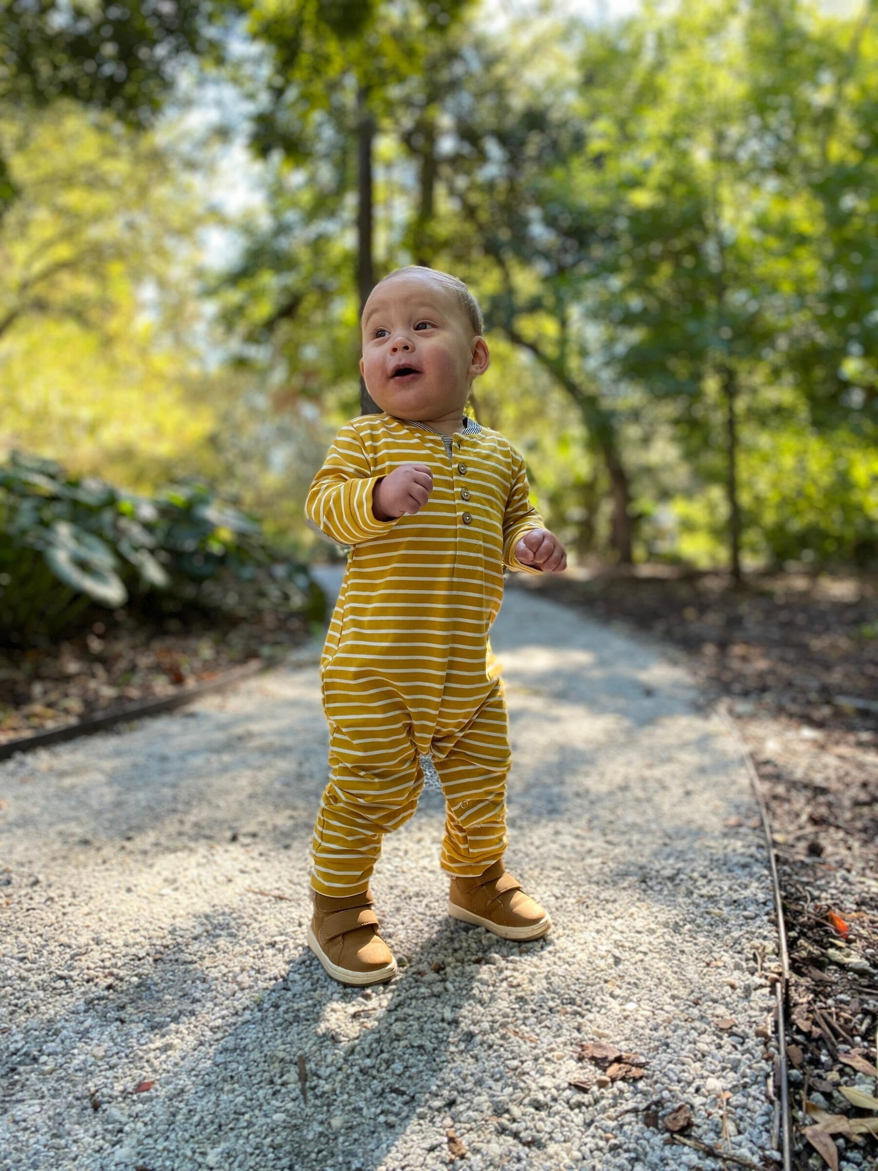 Baby Romper - Mustard Stripes Lifestyle