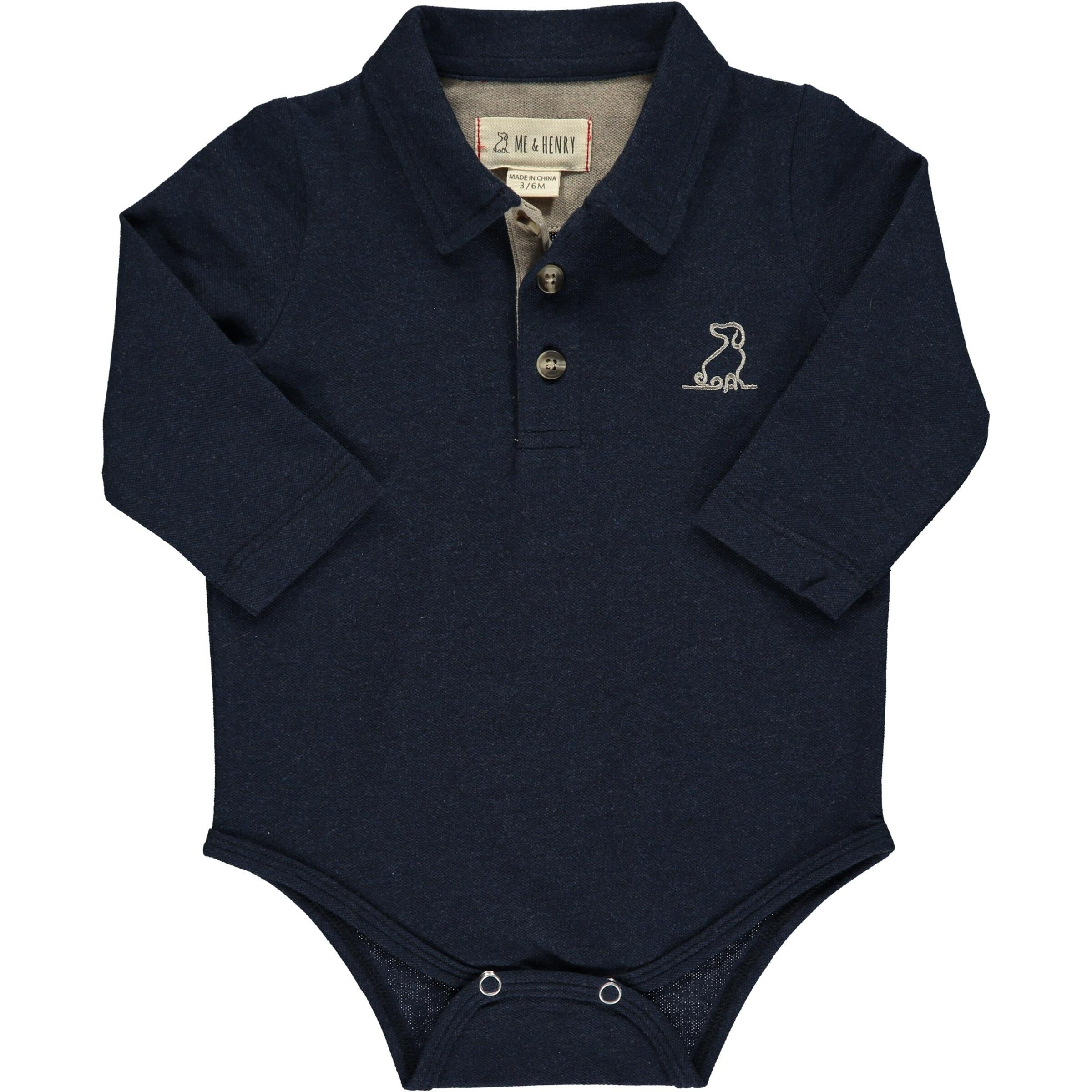 long sleeve polo onesie - navy