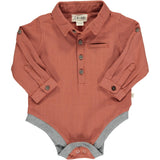 Baby long sleeve woven onesie - rust