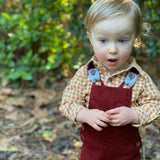 Baby long sleeve woven onesie - gold plaid lifestyle