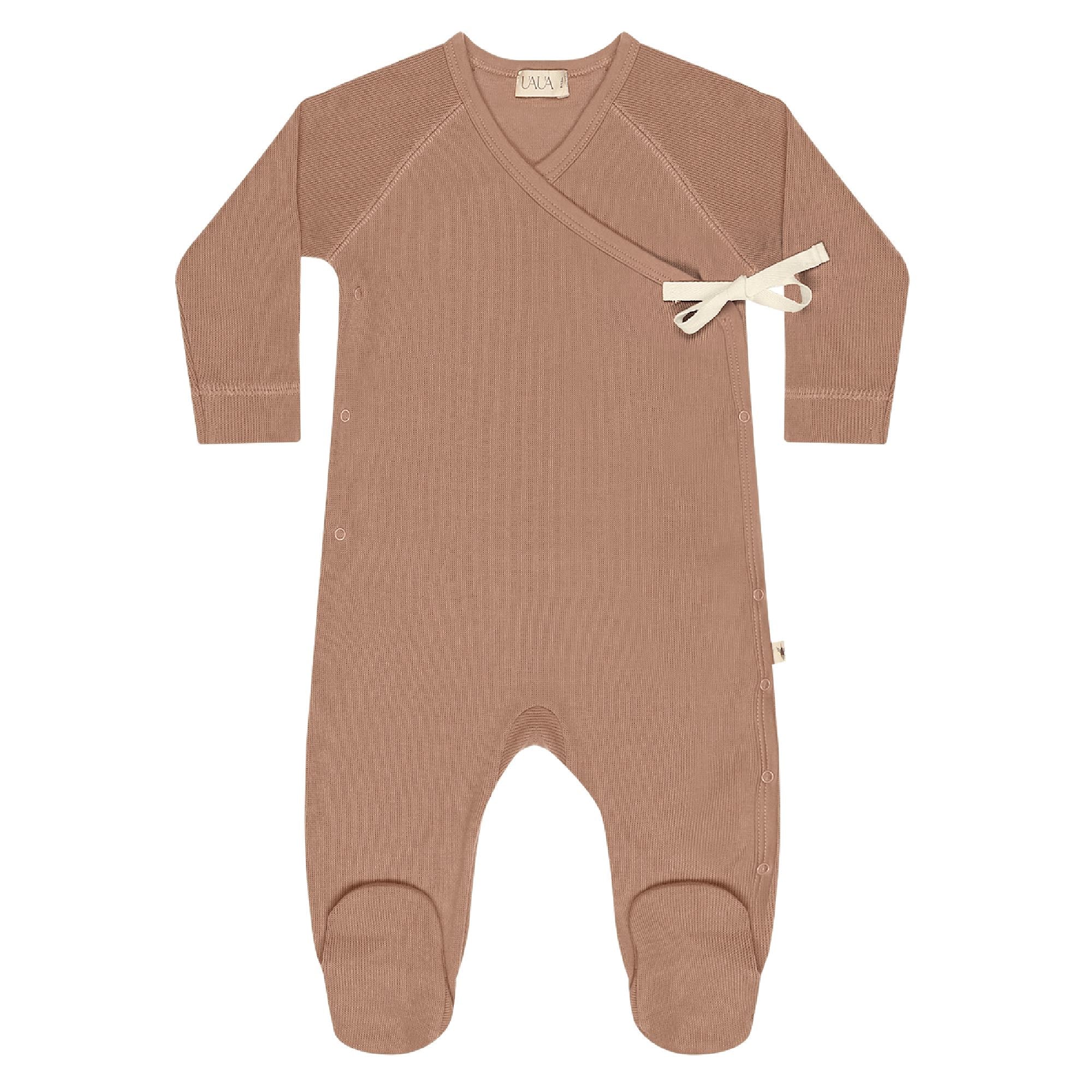 Baby Kimono Footie with Bow - Chestnut