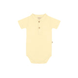 Baby Short- Sleeved Onesie with Buttons - Light Yellow