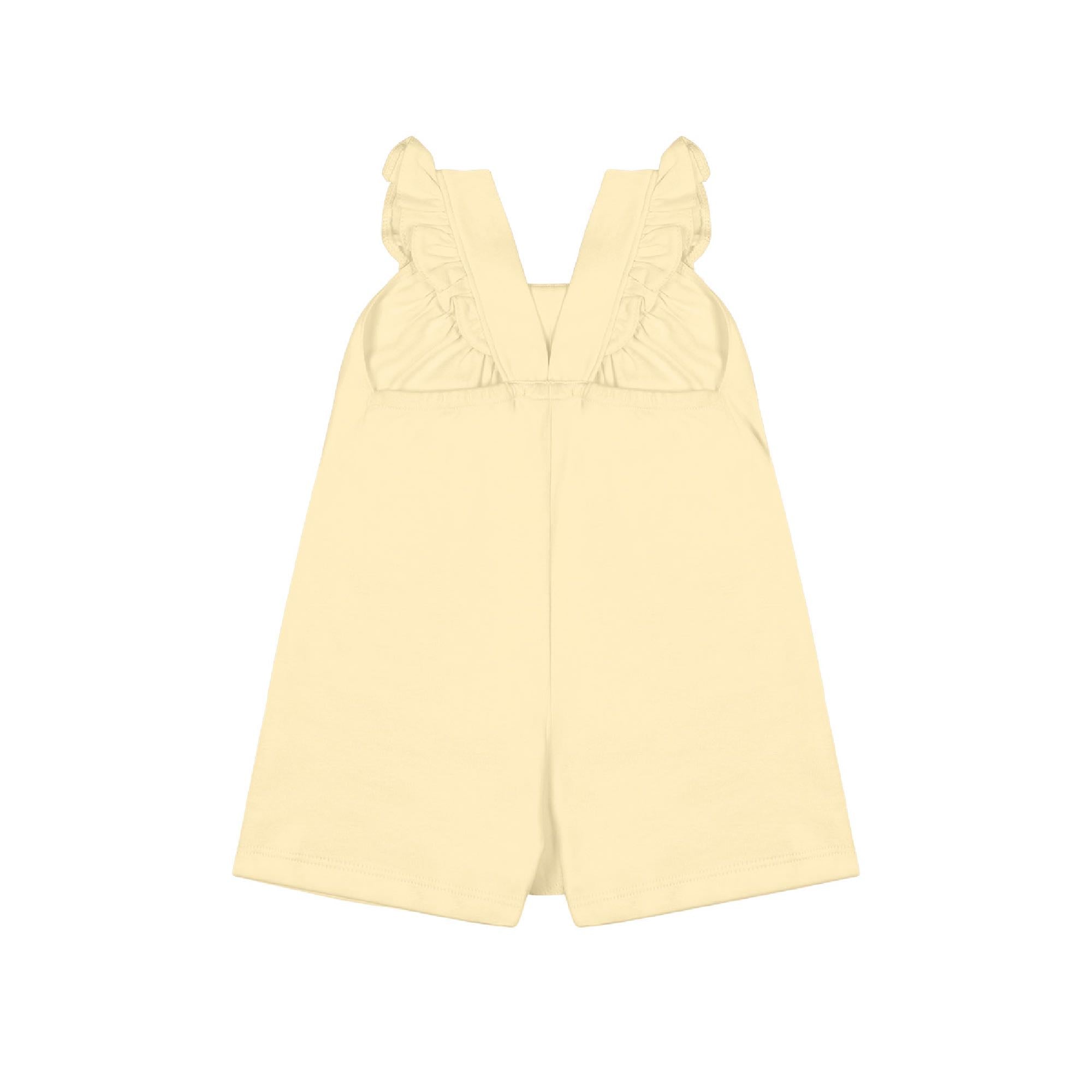 Baby Romper with Flutter Sleeves - Light Yellow back