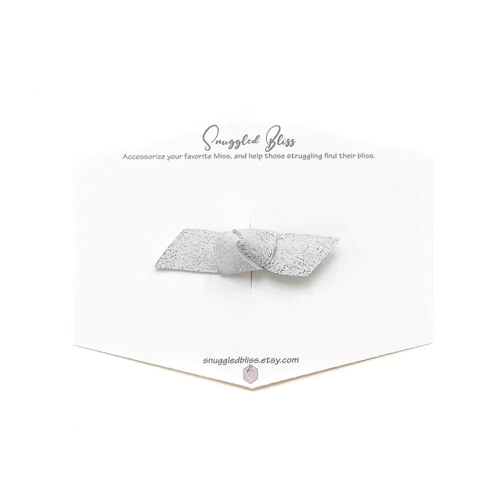 Leather Bow Baby - Silver