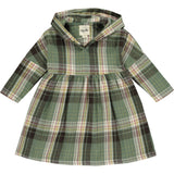 Baby Dress long sleeve and hood - Green plaid