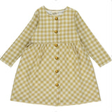 Baby Dress Long Sleeve - Gold Plaid