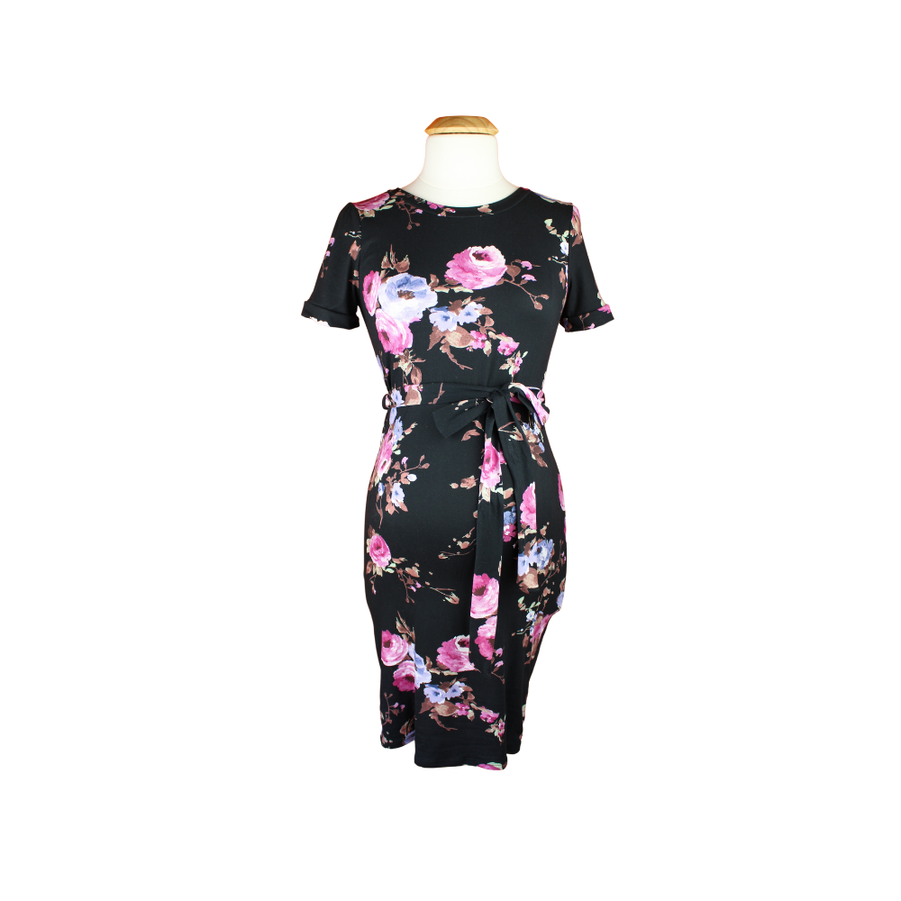 Short Sleeve Black Floral Maternity Dress | Hello Miz | Love Grows Boutique XL Short Sleeve Black Floral Maternity Dress | Hello Miz | Love Grows Boutique XL