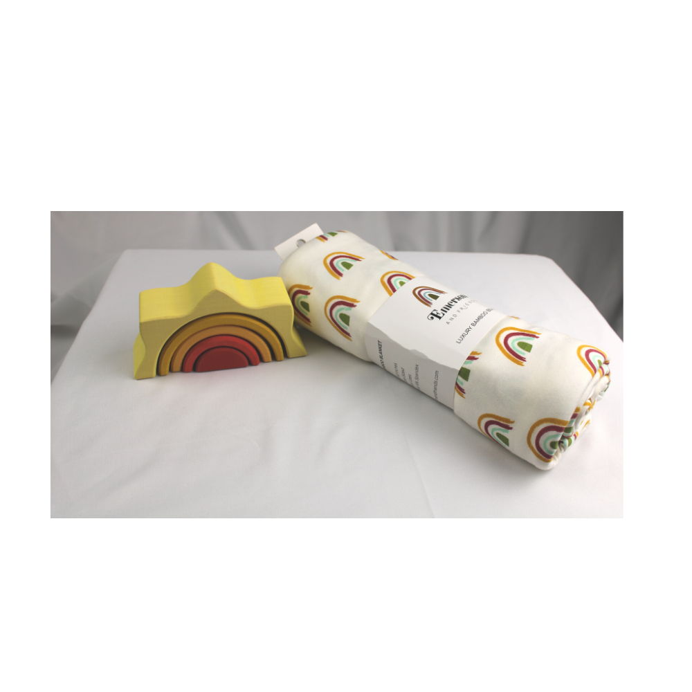 Rainbow Luxury Bamboo Baby Blanket display