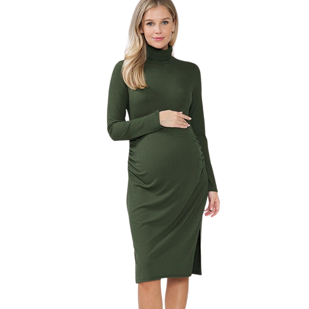 Maternity Dress Long Sleeve - Green - Love Grows Boutique S Maternity Dress Long Sleeve - Green - Love Grows Boutique S