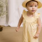 Baby Romper with Flutter Sleeves - Light Yellow Lifestyle