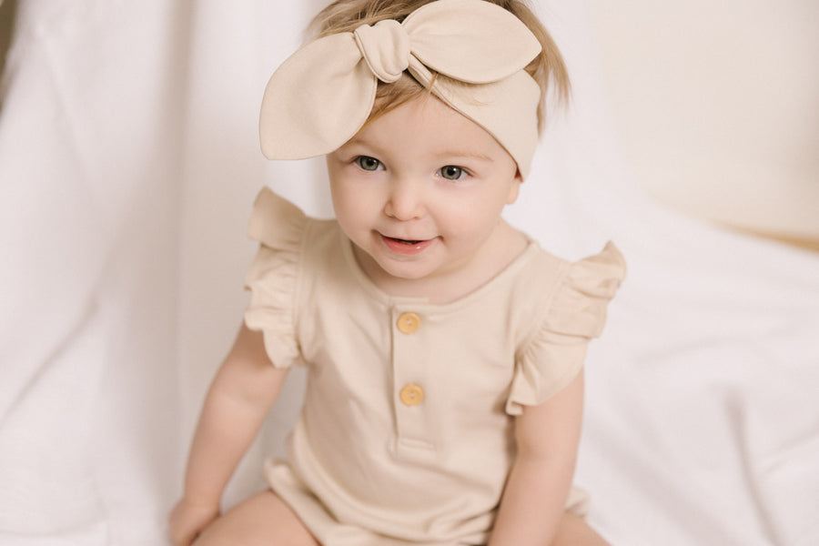Baby Hair Ribbon - Taupe Lifestyle