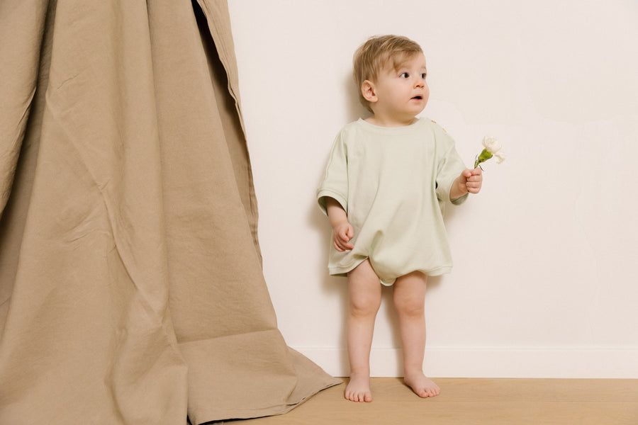 Baby Oversized Romper - Pistachio Lifestyle