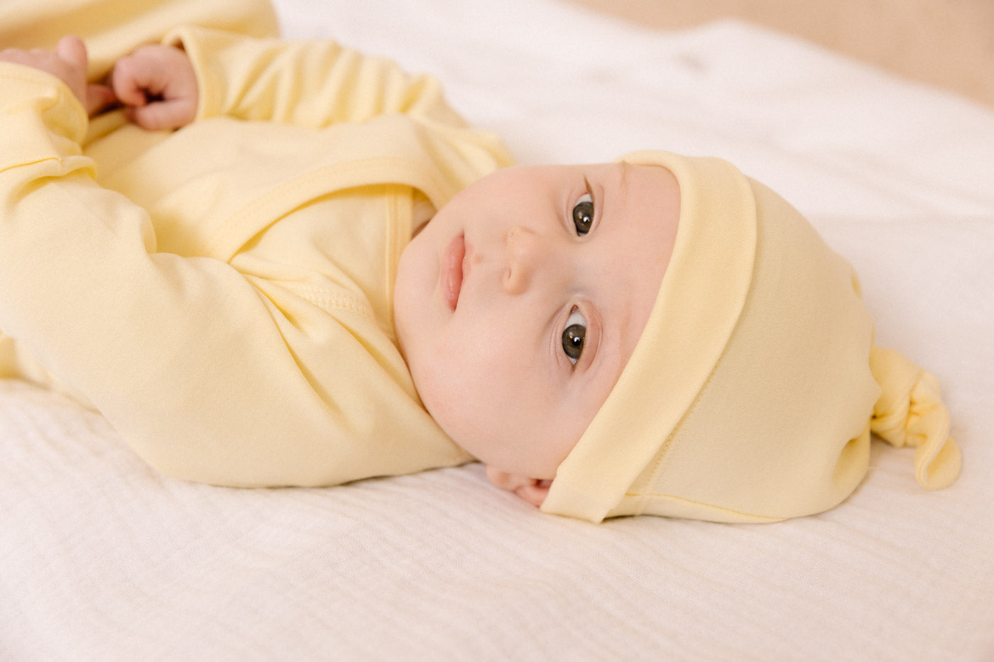 Baby Knotted Hat - Light Yellow Lifestyle