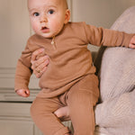 Long sleeve T-shirt with Buttons - chestnut lifestyle