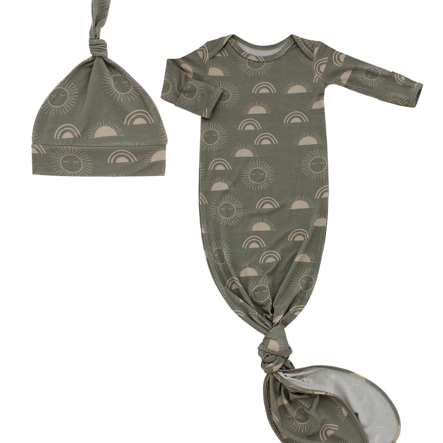 Bamboo Gown and Hat Newborn Gift Set- Celestial Sun 