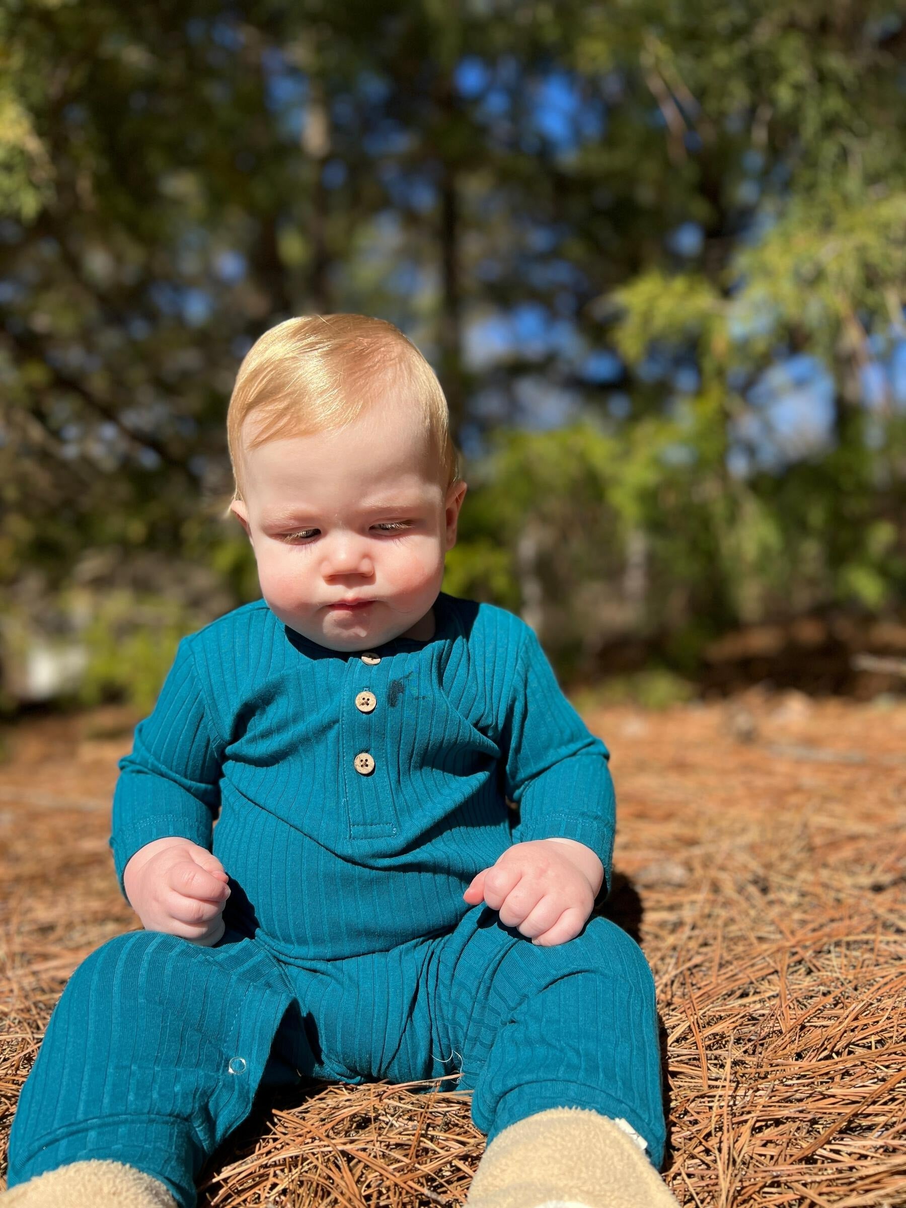 Baby Ribbed Romper - Blue Lifestyle
