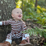 Baby Polo Romper - Brown Stripes