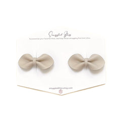 Leather Bow Clips Matching Set - Beige