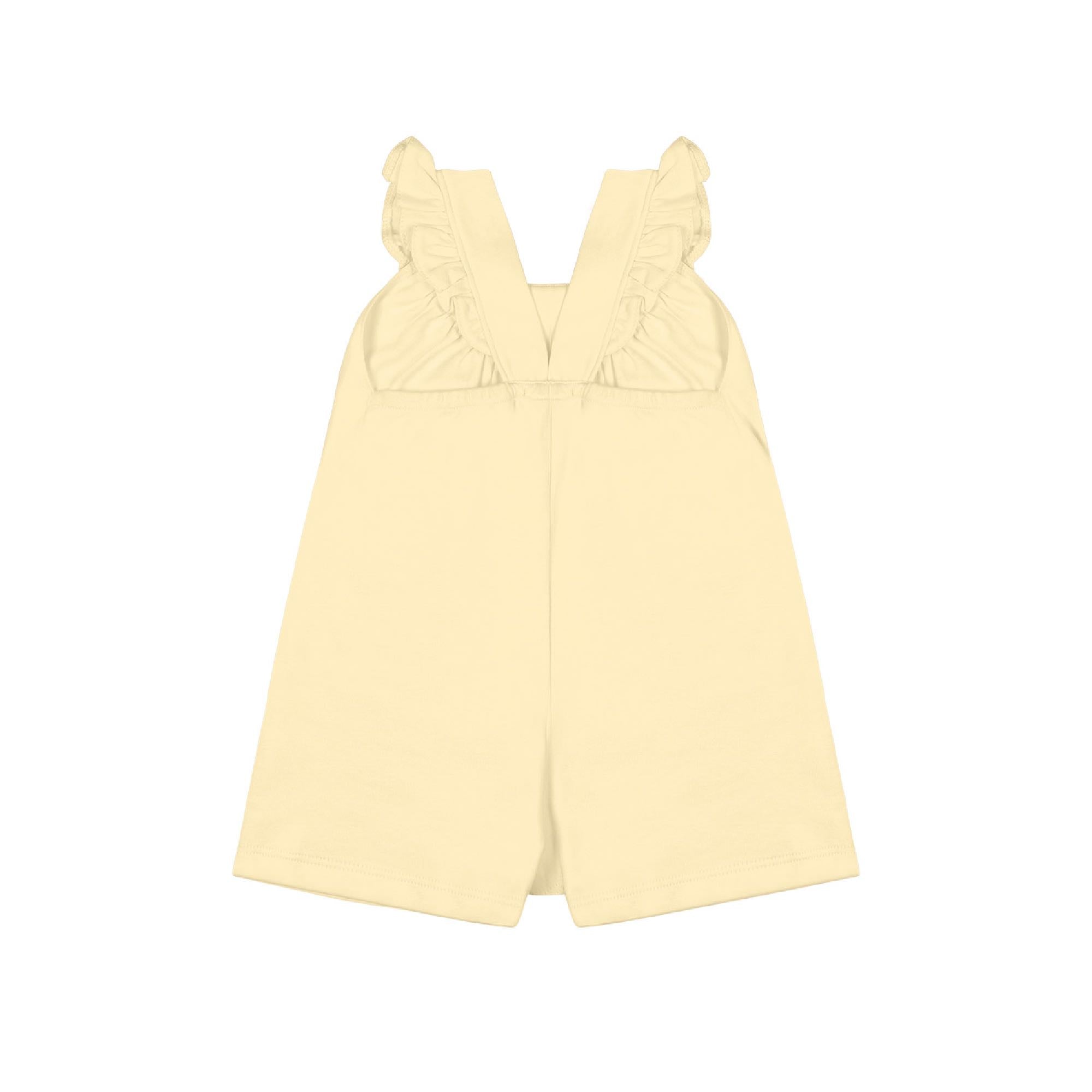 Baby Romper with Flutter Sleeves - Light Yellow back