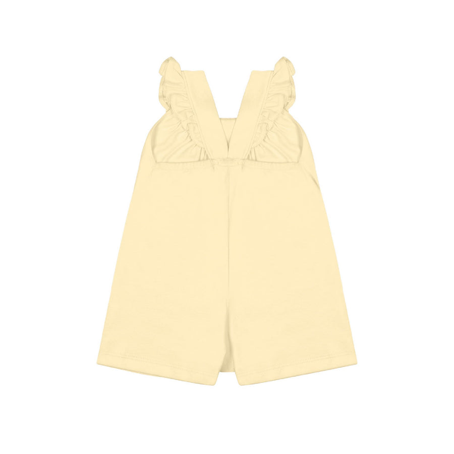 Baby Romper with Flutter Sleeves - Light Yellow back