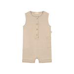 Baby Sleeveless Romper with Buttons- Taupe