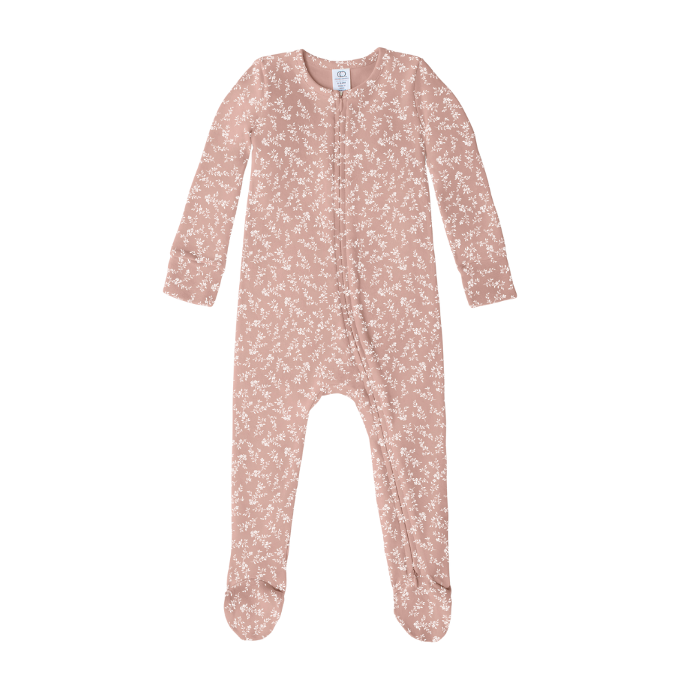 Lane Floral Zipper Footie Pajamas-Blush - Love Grows Boutique
