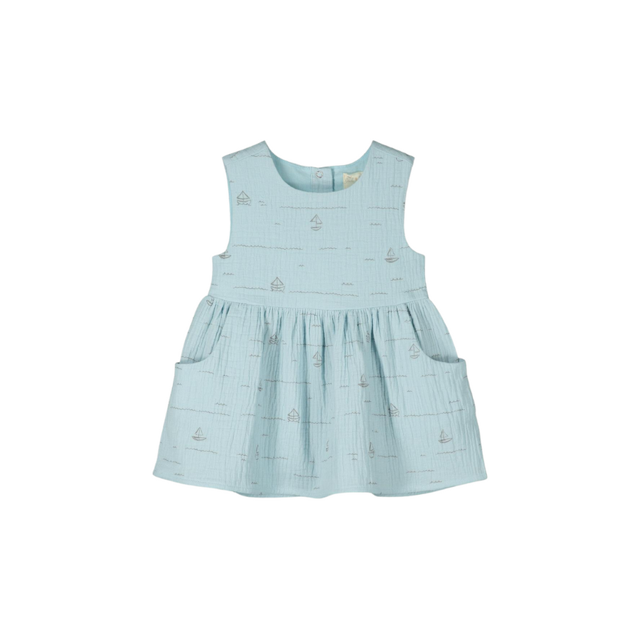blue boats baby dress