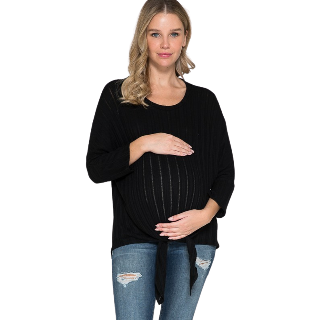 Maternity 3/4 Sleeve Top - Black | Love Grows Boutique XL Maternity 3/4 Sleeve Top - Black | Love Grows Boutique XL