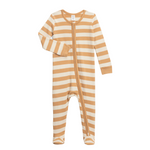 Baby zipper pajamas- tan striped